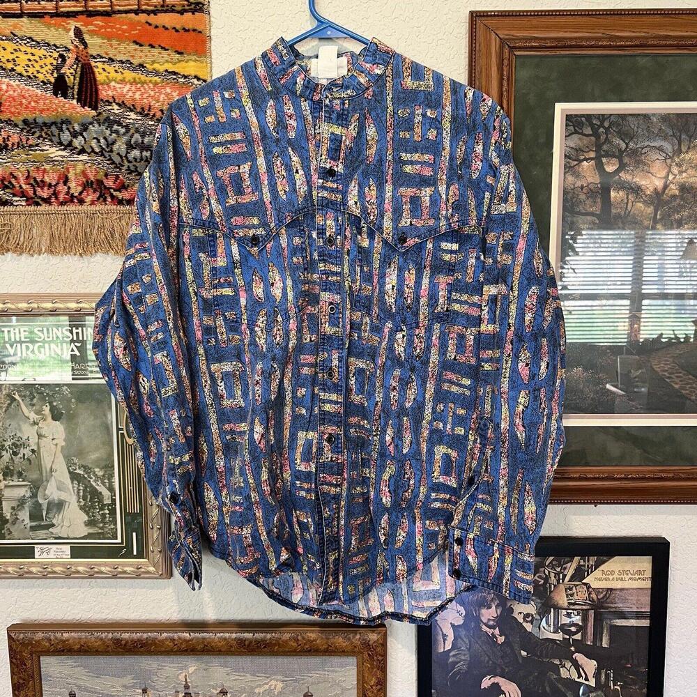 Vintage 80’s Wrangler‎ Surfing Style Aztec Polo Size Medium
